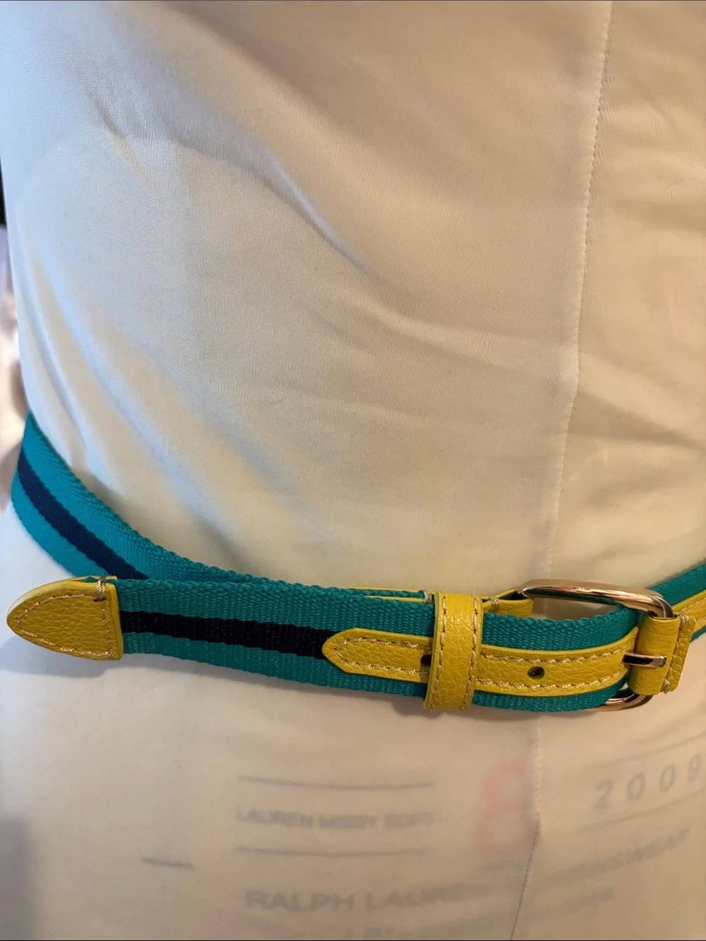 Talbots Teal and Yellow Striped Belt